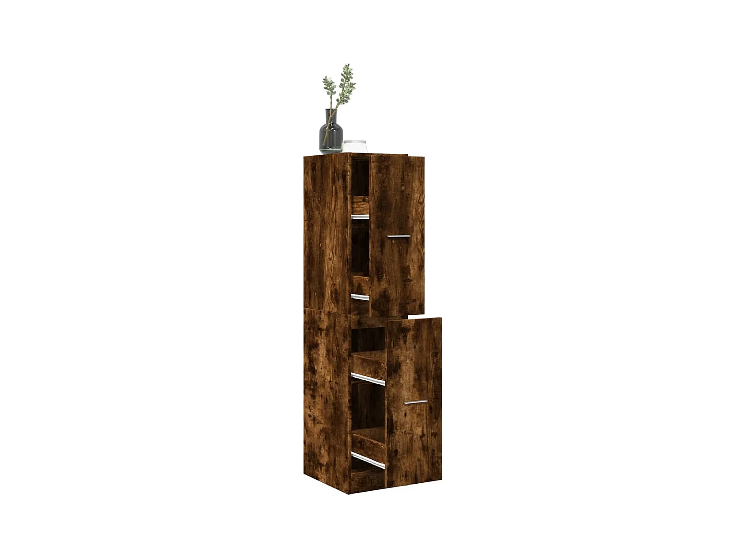 Gerookt eiken apothekerskast 30x41x144,5 cm samengesteld hout