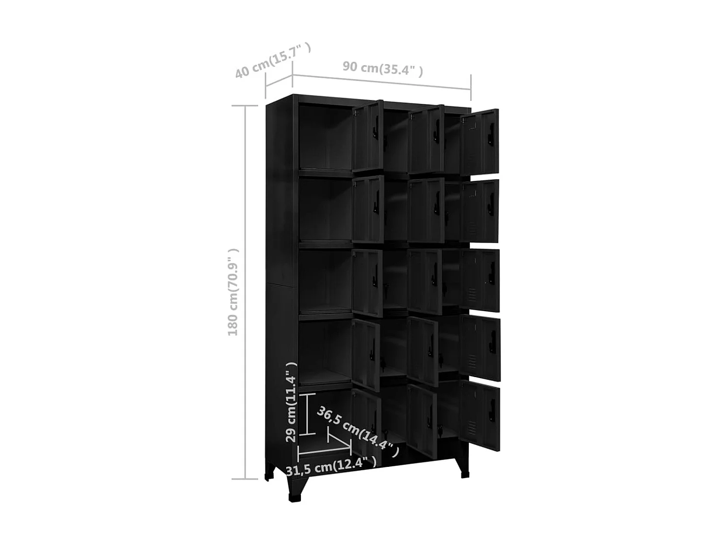 Armoire à casiers Noir 90x40x180 cm Acier