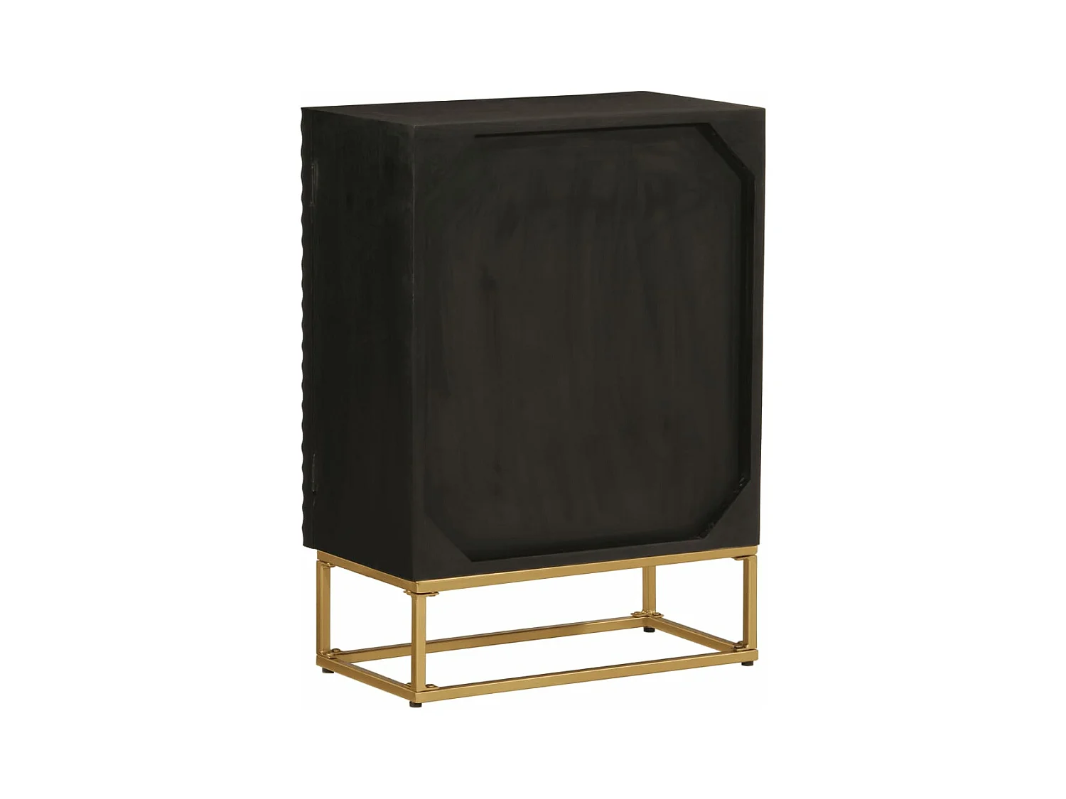 Buffet noir 55x30x76 cm bois massif de manguier et fer