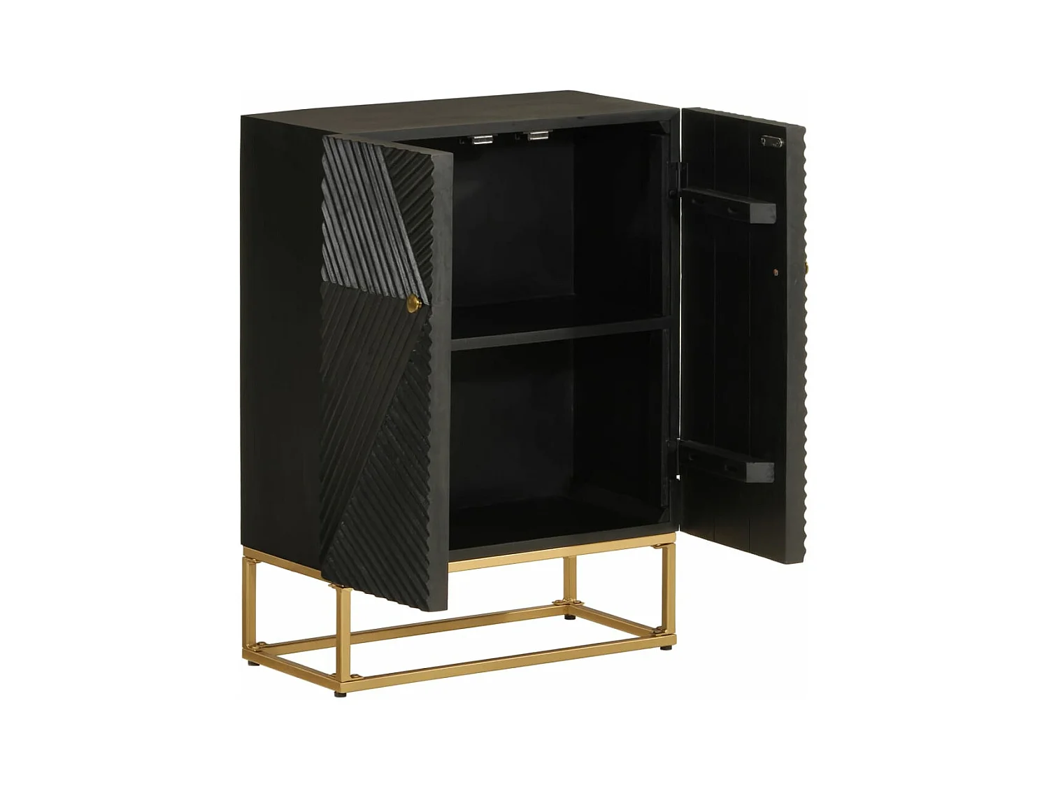 Buffet noir 55x30x76 cm bois massif de manguier et fer