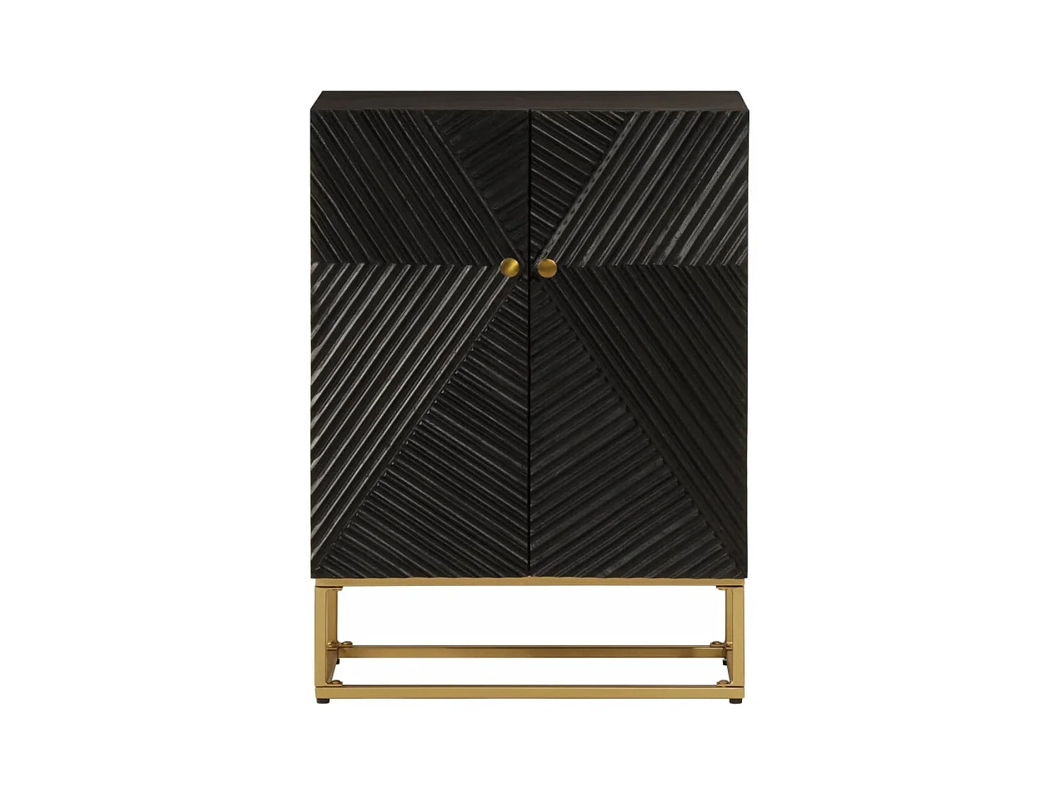 Buffet noir 55x30x76 cm bois massif de manguier et fer