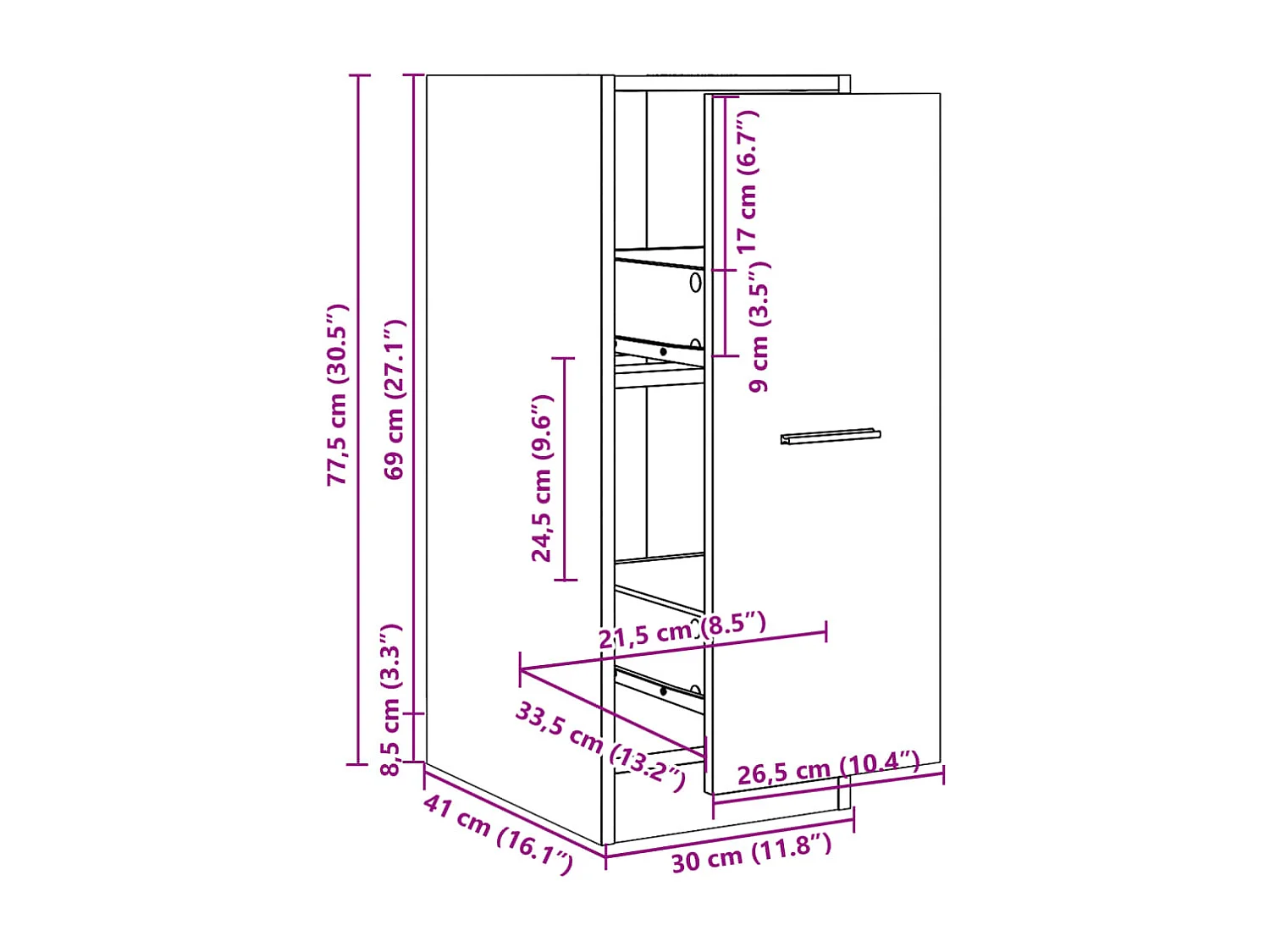 Armoire d'apothicaire chêne sonoma 30x41x77,5cm bois ingénierie