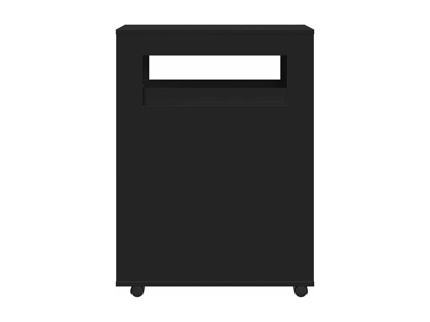 Smal zwart badkamermeubel op wielen