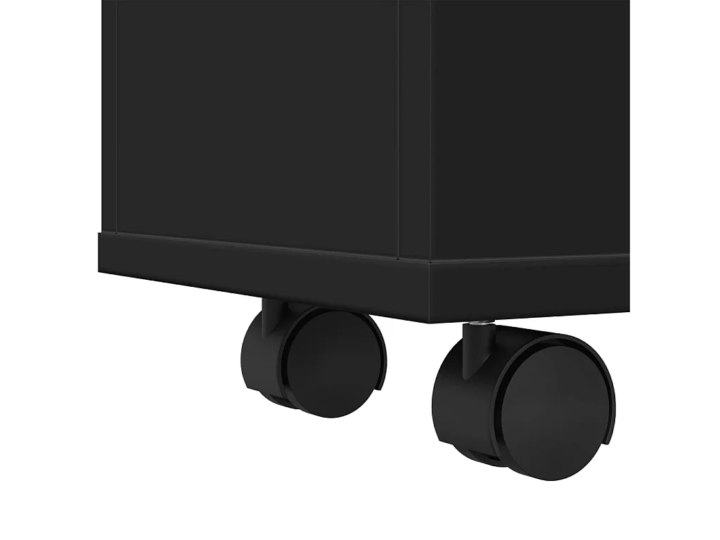 Meuble étroit de salle de bain à roulettes noir