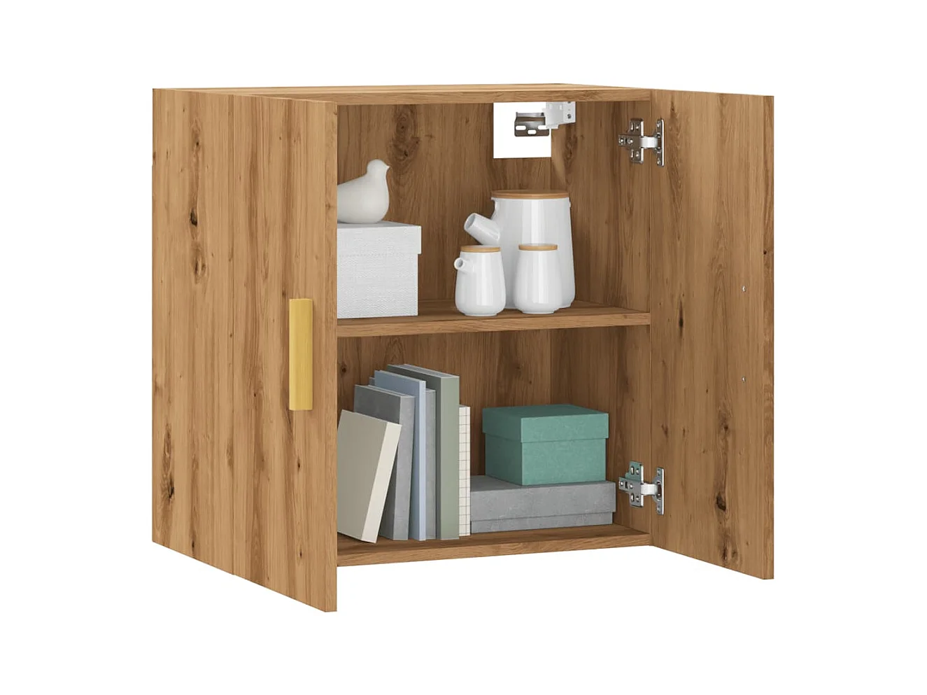 Handgemaakte eikenhouten wandkast 60x31x60 cm samengesteld hout