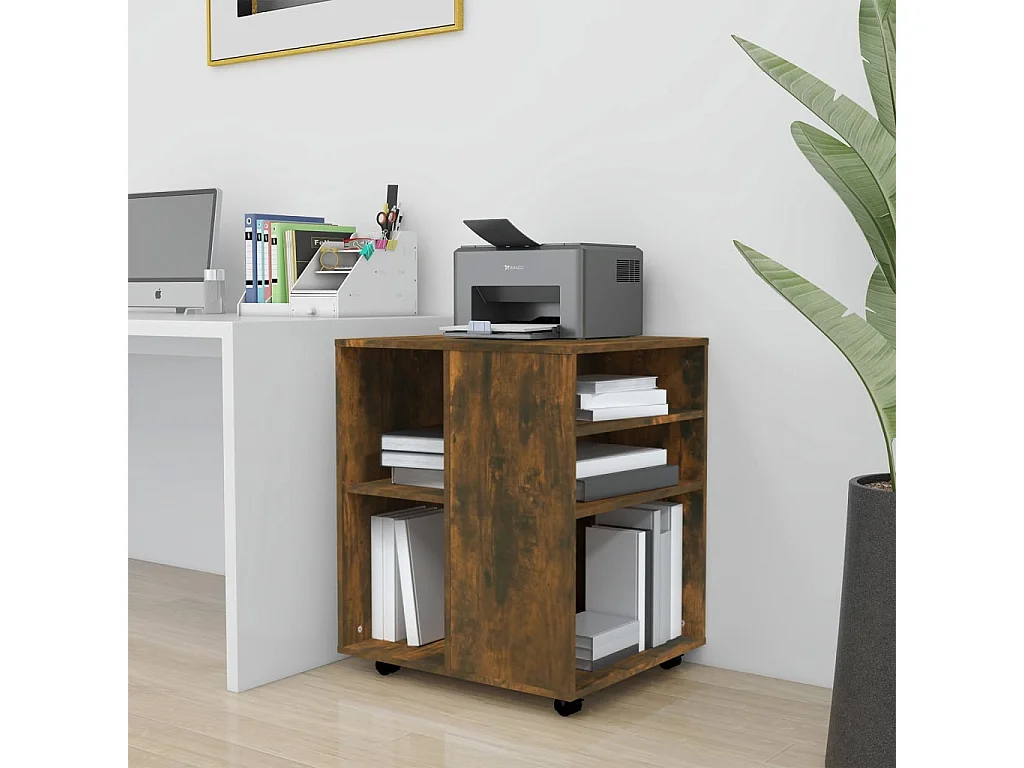 Mobile con rotelle Rovere affumicato 60x53x72 cm MDF