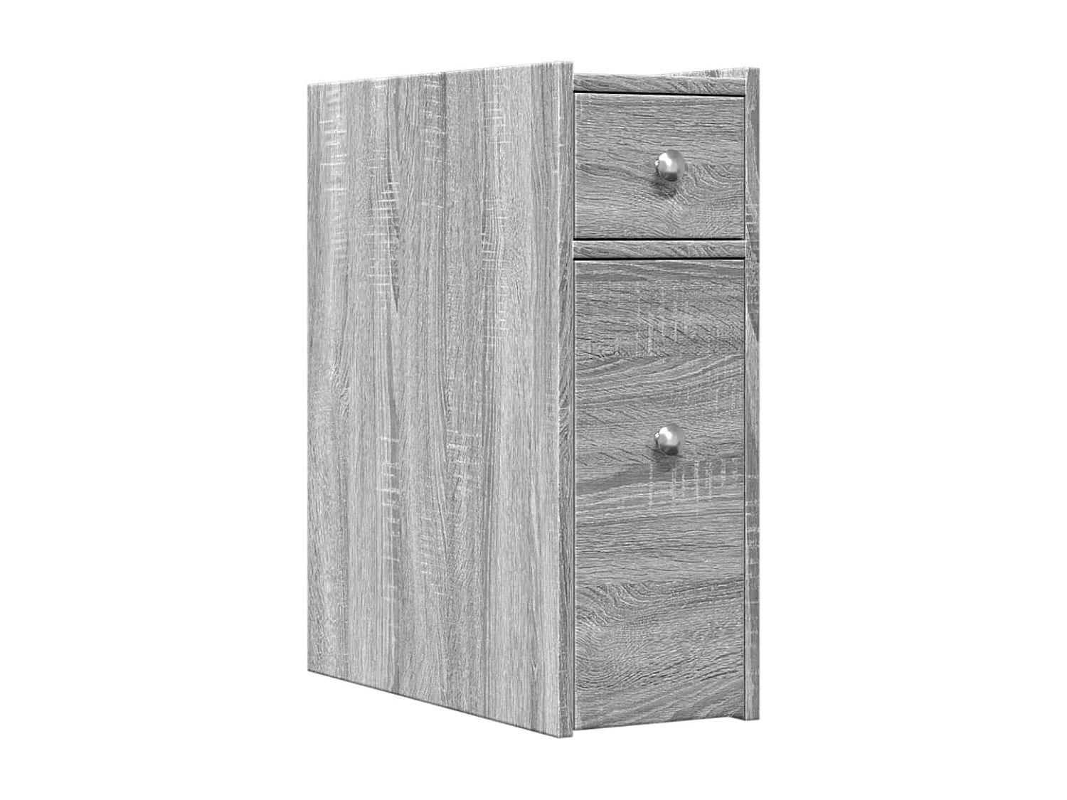 Armoire de salle de bain étroite avec roulettes sonoma gris
