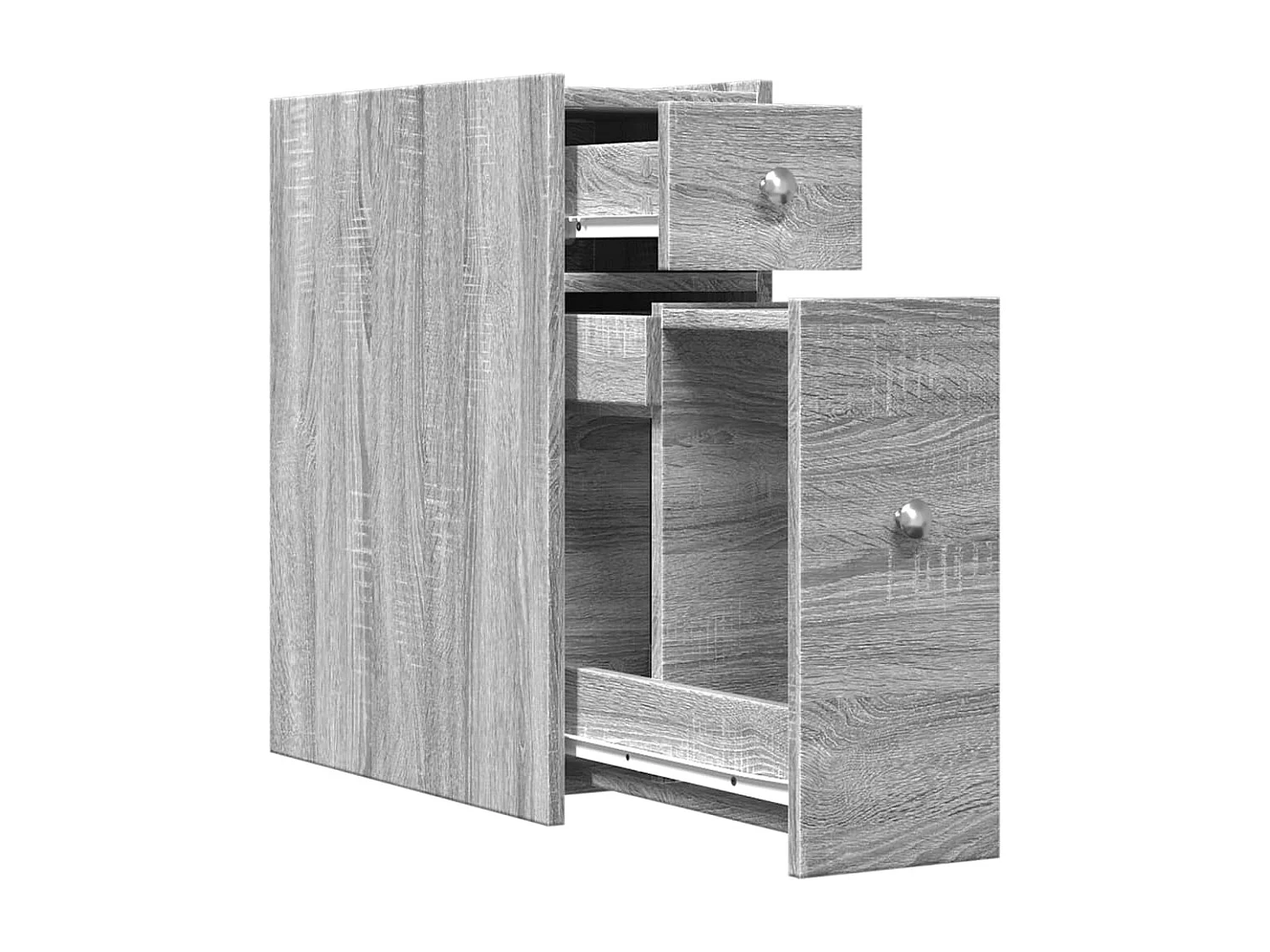Armoire de salle de bain étroite avec roulettes sonoma gris