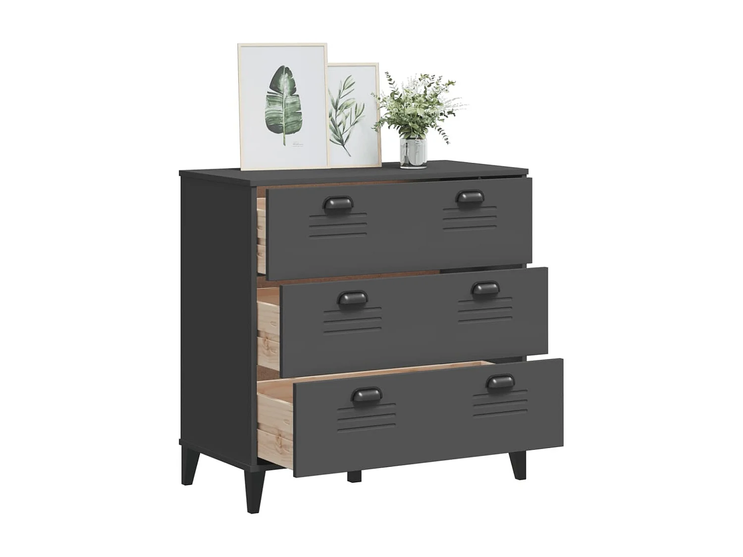 Commode VIKEN gris anthracite bois d'ingénierie