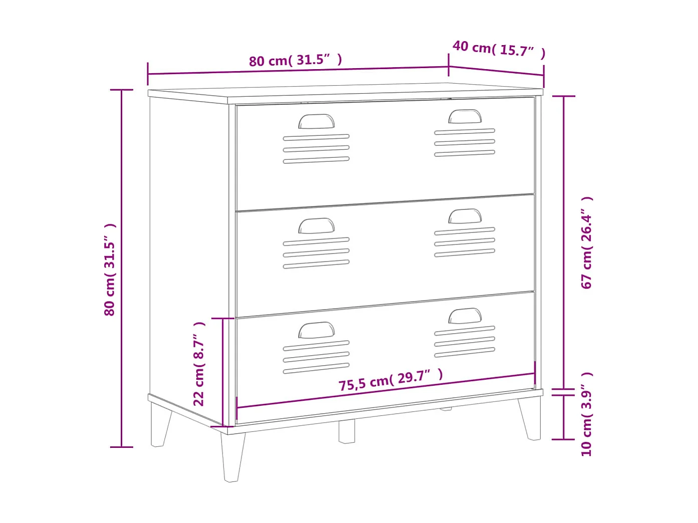 Commode VIKEN gris anthracite bois d'ingénierie