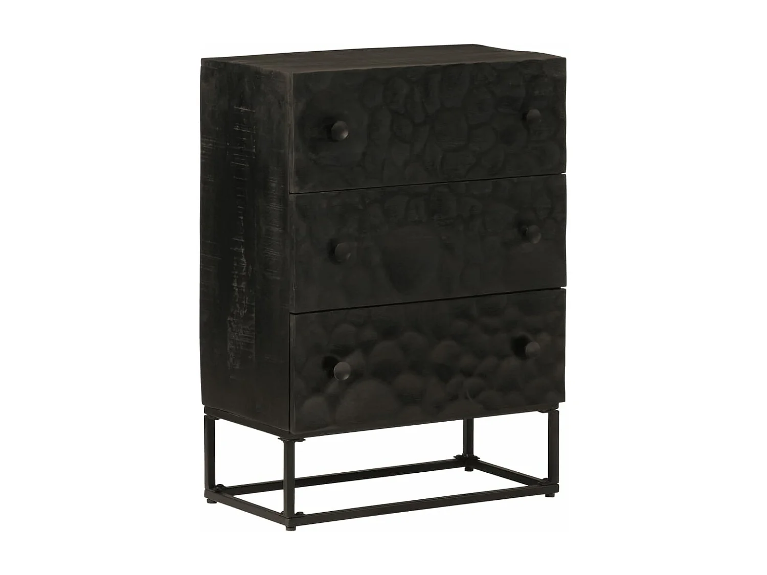 Commode noir 55x30x76 cm bois massif de manguier et fer