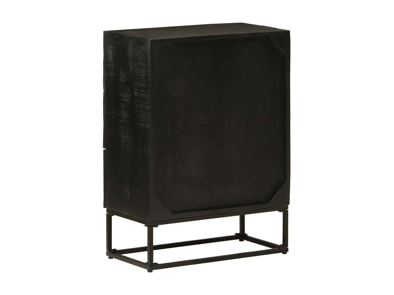 Commode noir 55x30x76 cm bois massif de manguier et fer