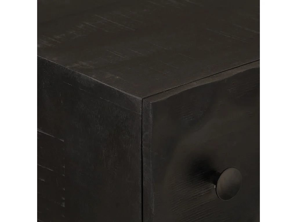 Commode noir 55x30x76 cm bois massif de manguier et fer