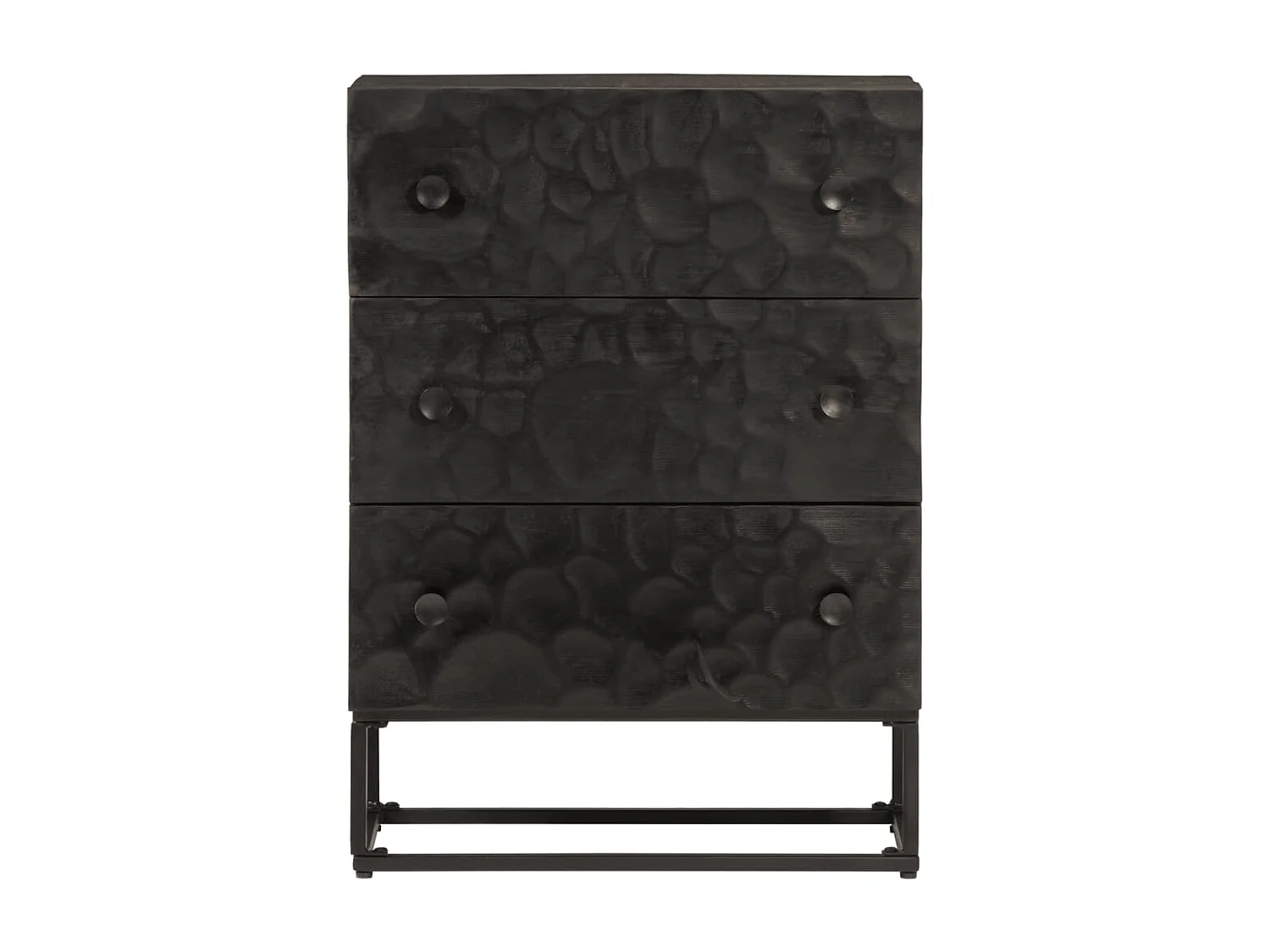 Commode noir 55x30x76 cm bois massif de manguier et fer