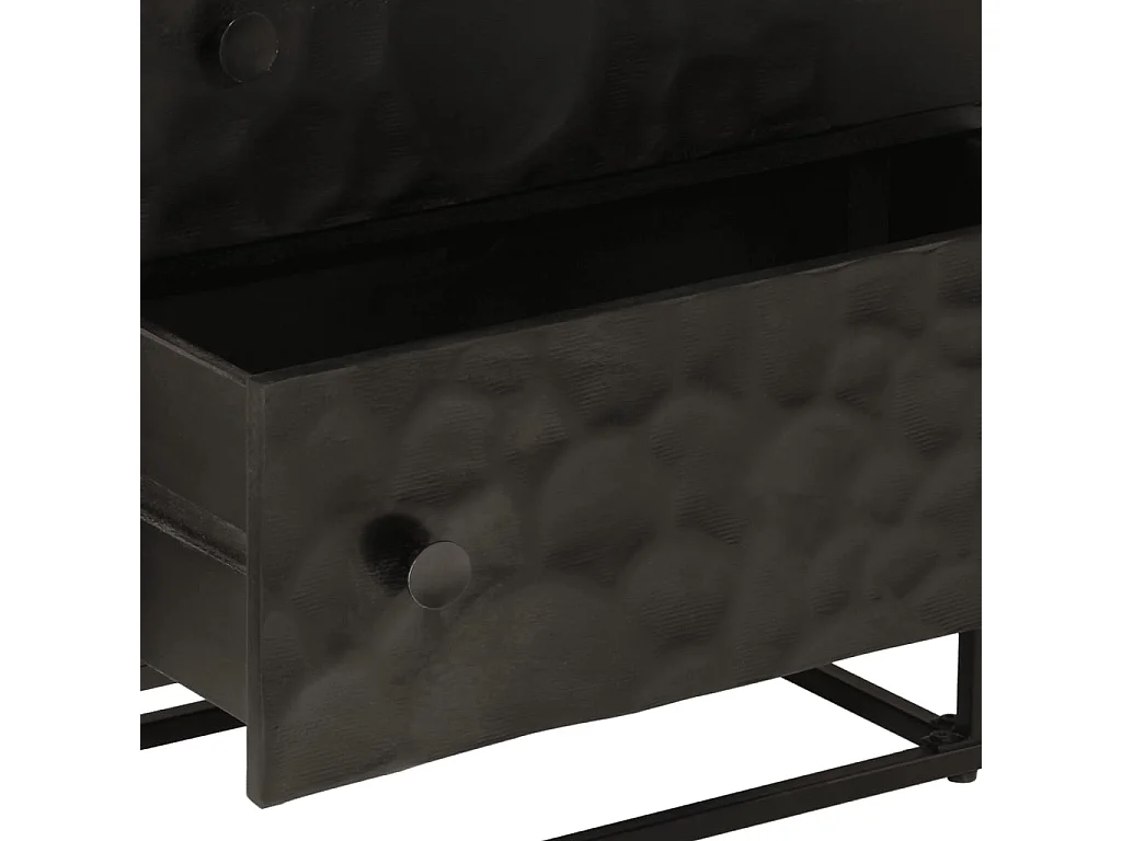 Commode noir 55x30x76 cm bois massif de manguier et fer