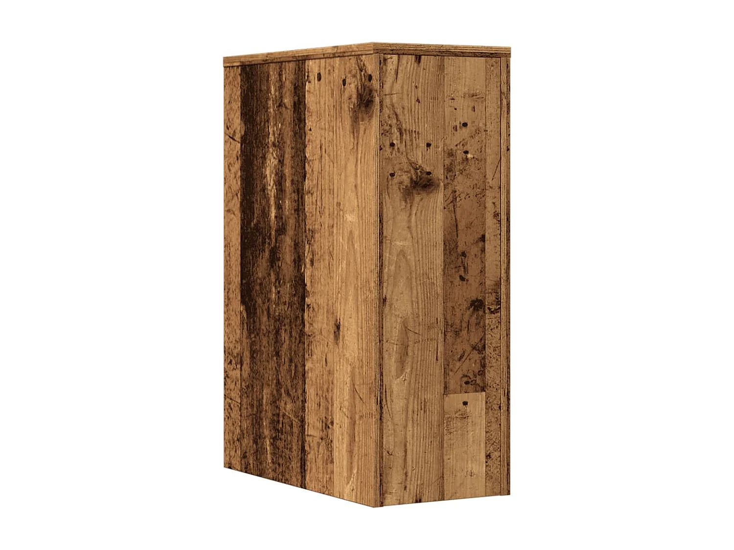 Schmaler Badezimmerschrank mit alten Holzrollen