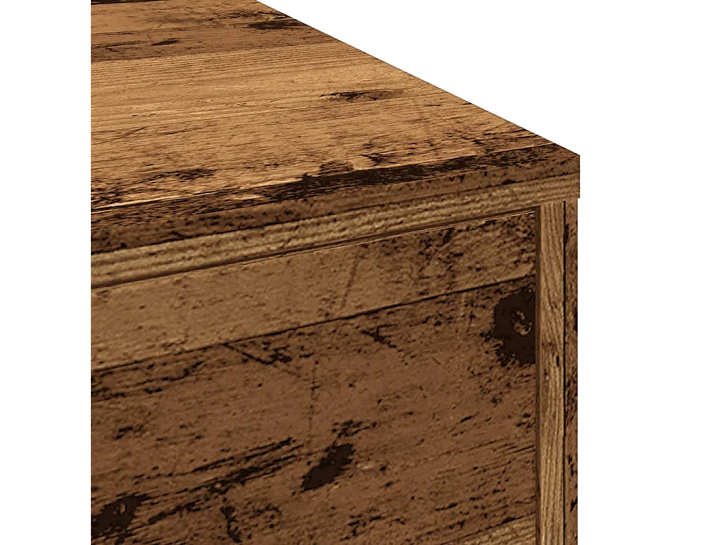 Armoire de salle de bain étroite avec roulettes vieux bois