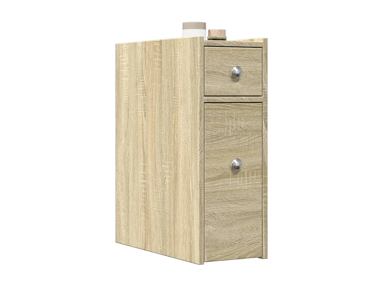 Armoire de salle de bain étroite avec roulettes chêne sonoma