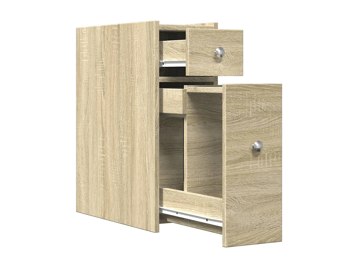 Armoire de salle de bain étroite avec roulettes chêne sonoma