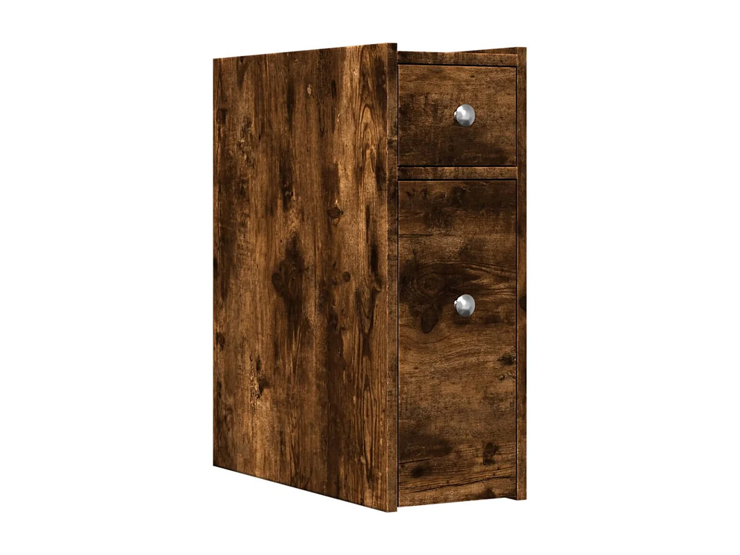 Mobile da bagno stretto con ruote in rovere affumicato