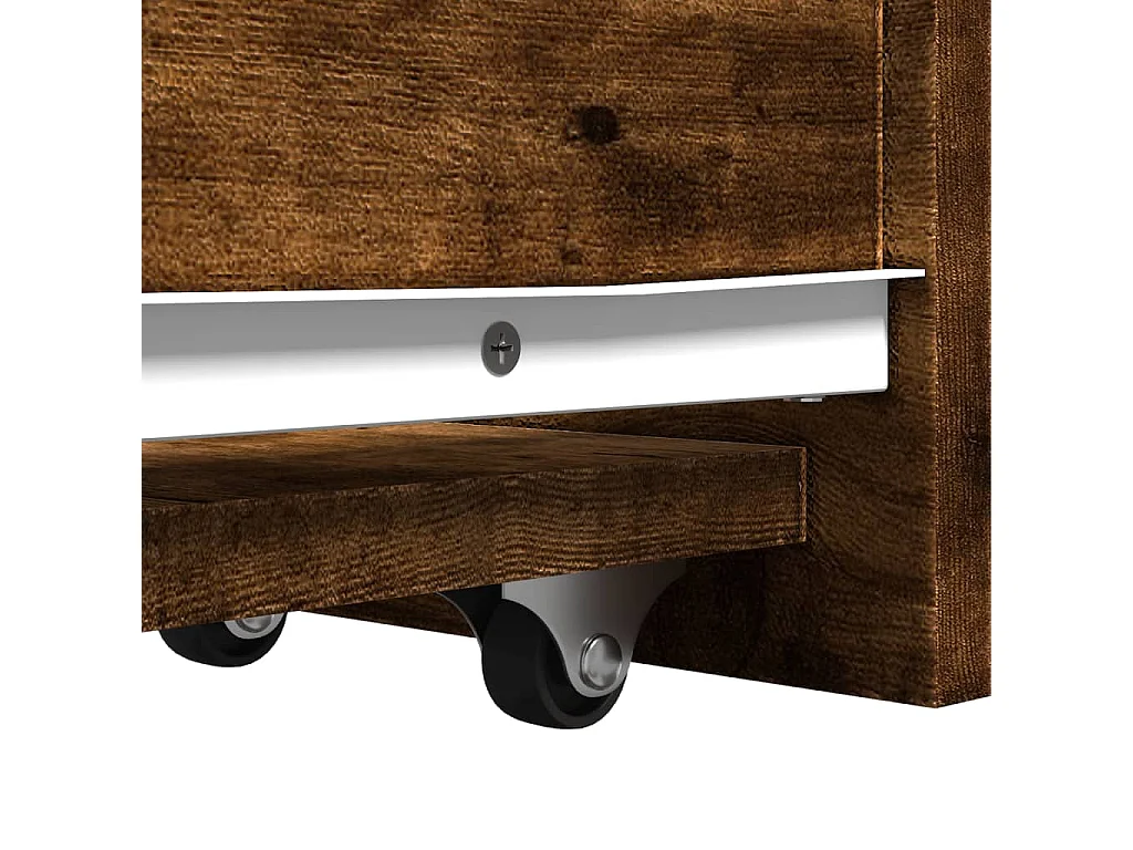 Armoire de salle de bain étroite avec roulettes chêne fumé