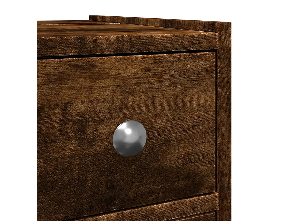 Armoire de salle de bain étroite avec roulettes chêne fumé