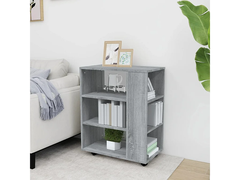 Mobile con rotelle Sonoma grigio 60x35x75 cm MDF