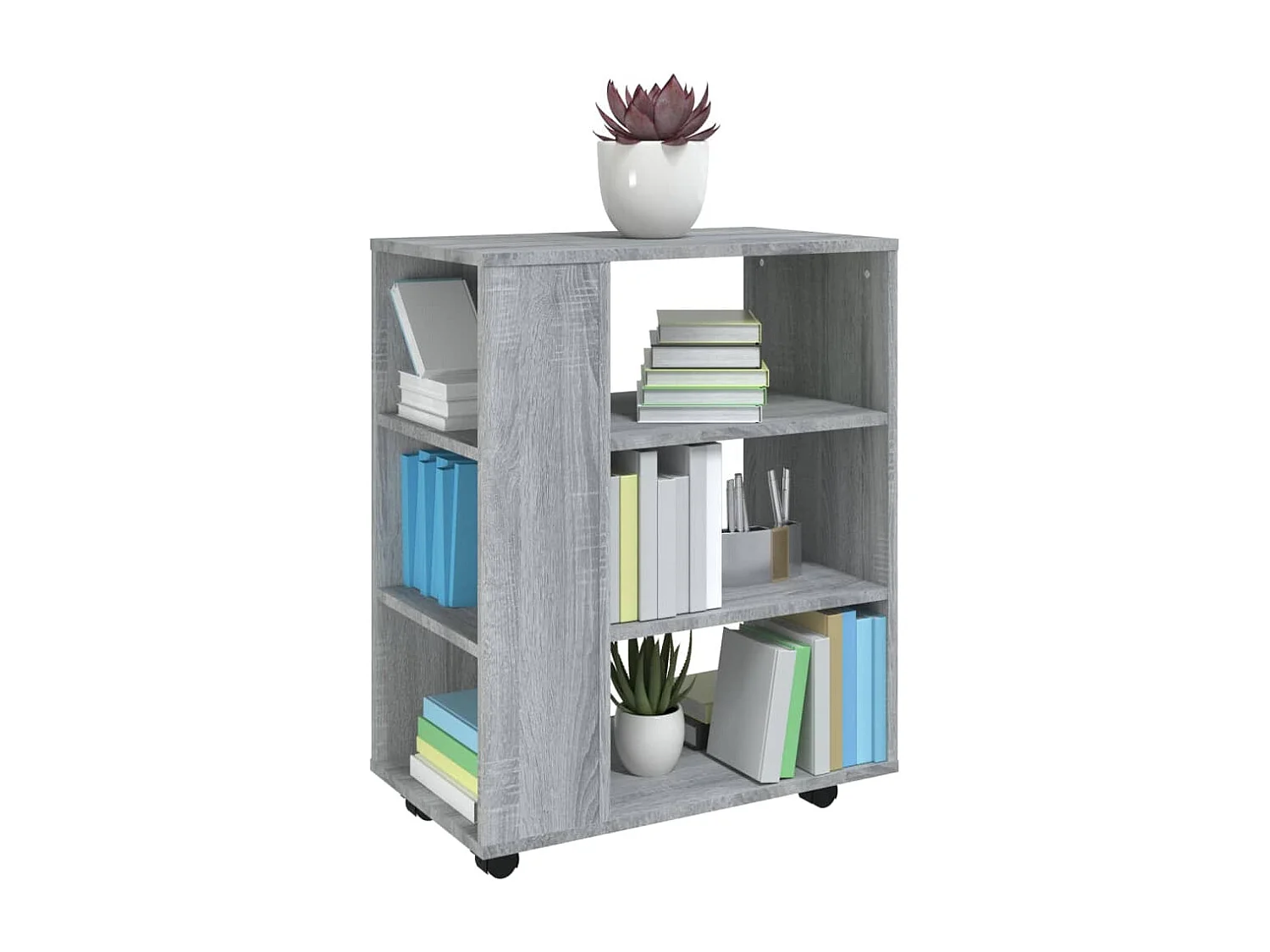 Mobile con rotelle Sonoma grigio 60x35x75 cm MDF