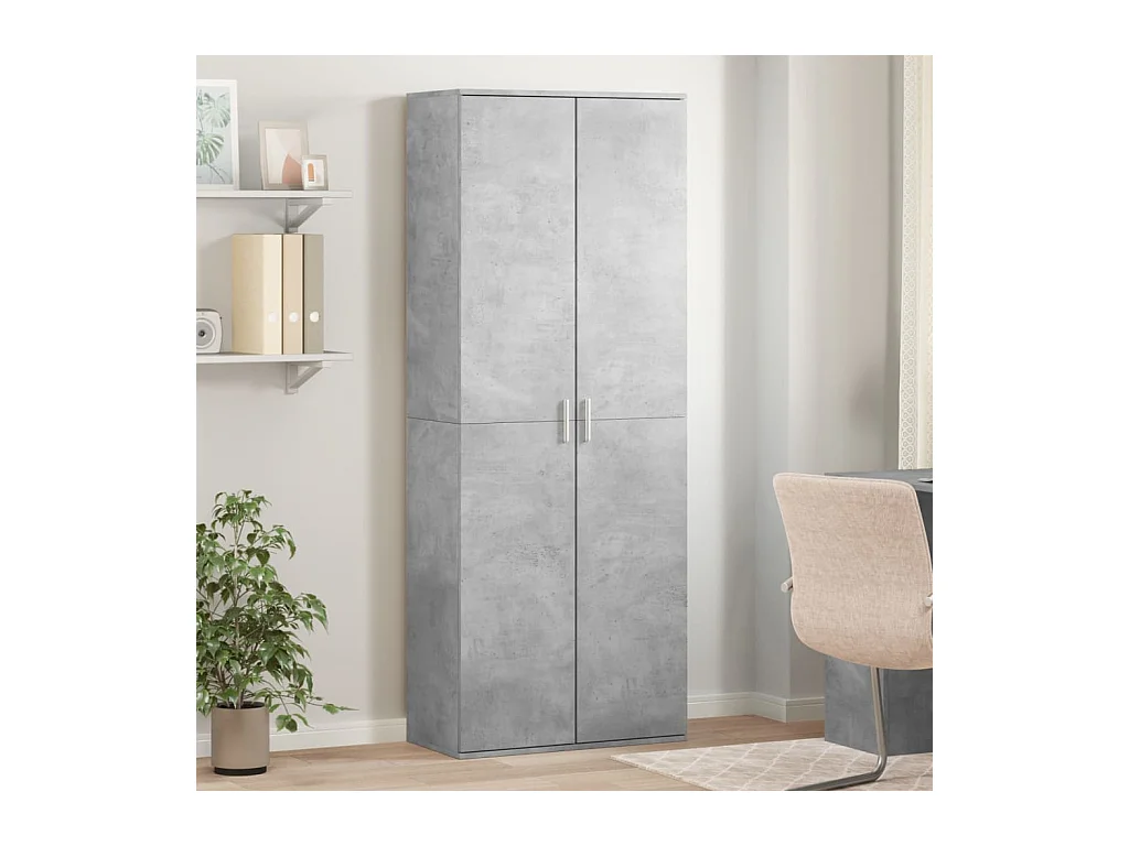 Betongrijs hoog dressoir 70x35x180 cm samengesteld hout