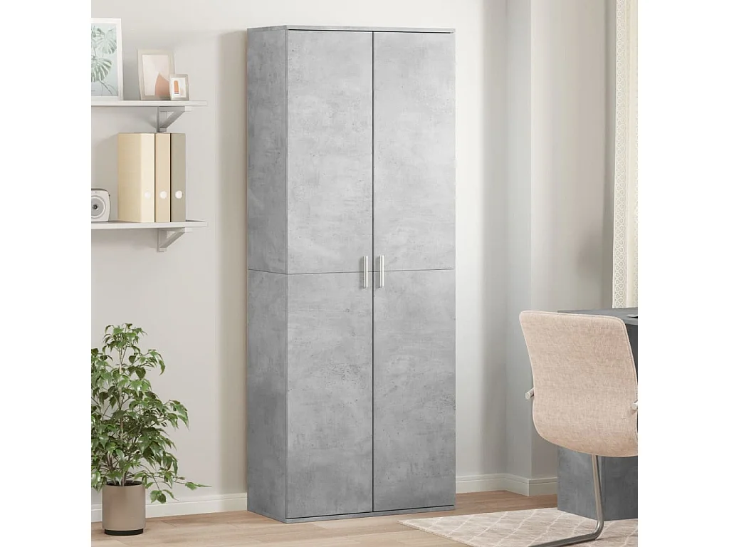 Buffet haut gris béton 70x35x180 cm bois d'ingénierie