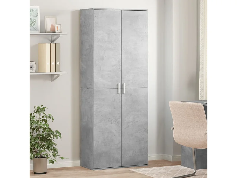 Buffet haut gris béton 70x35x180 cm bois d'ingénierie