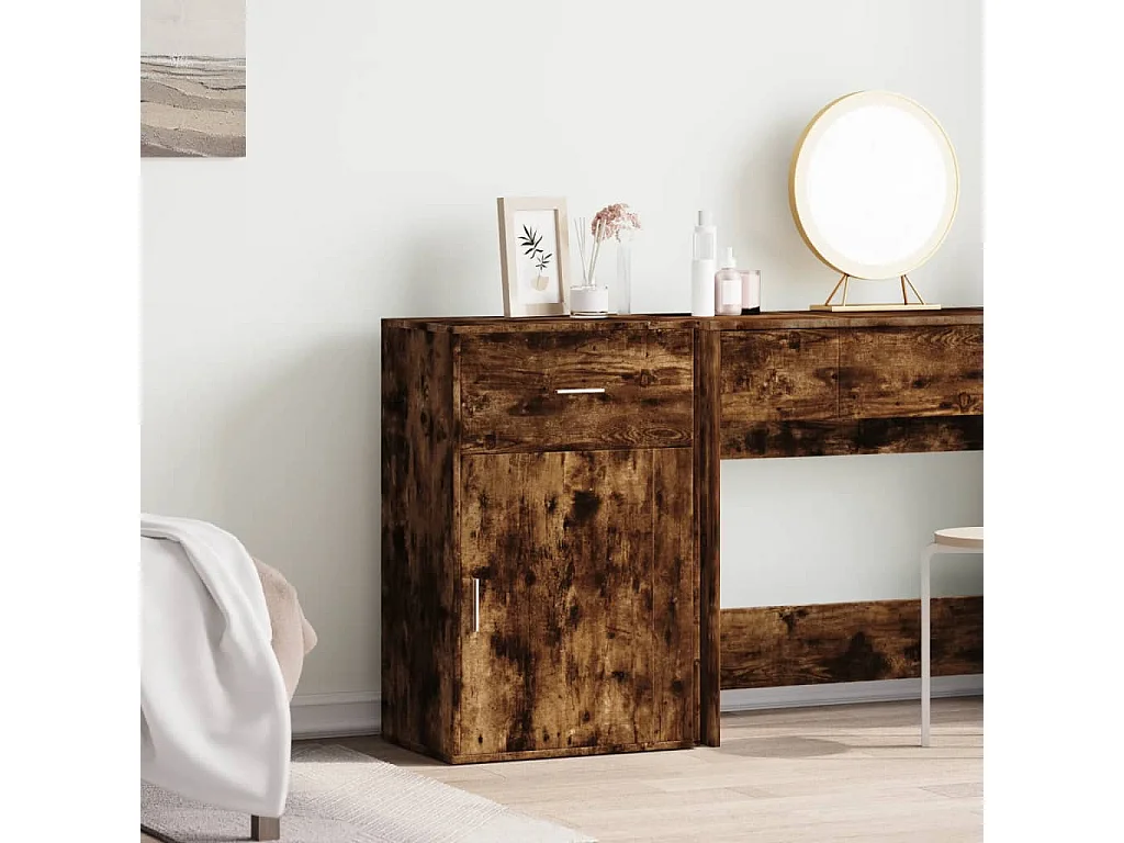 Armoire de rangement chêne fumé 56,5x39x90 cm bois d'ingénierie