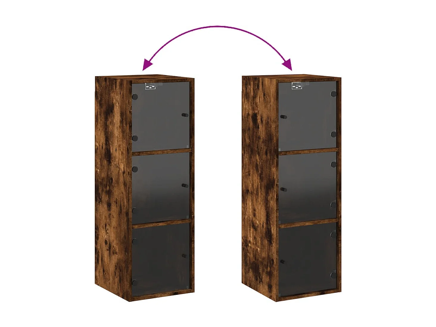 Mueble de pared con puertas de cristal de roble ahumado 35x37x100 cm