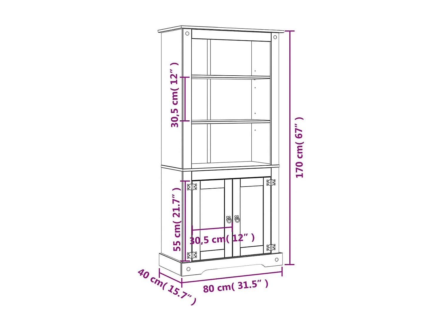 Placard Gamme Corona Pin mexicain 80x40x170 cm