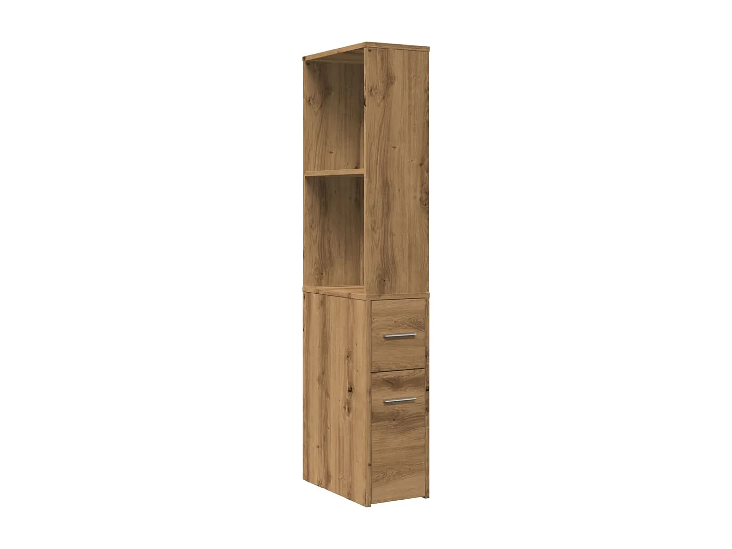 Mueble de baño estrecho con ruedas en roble artesanal