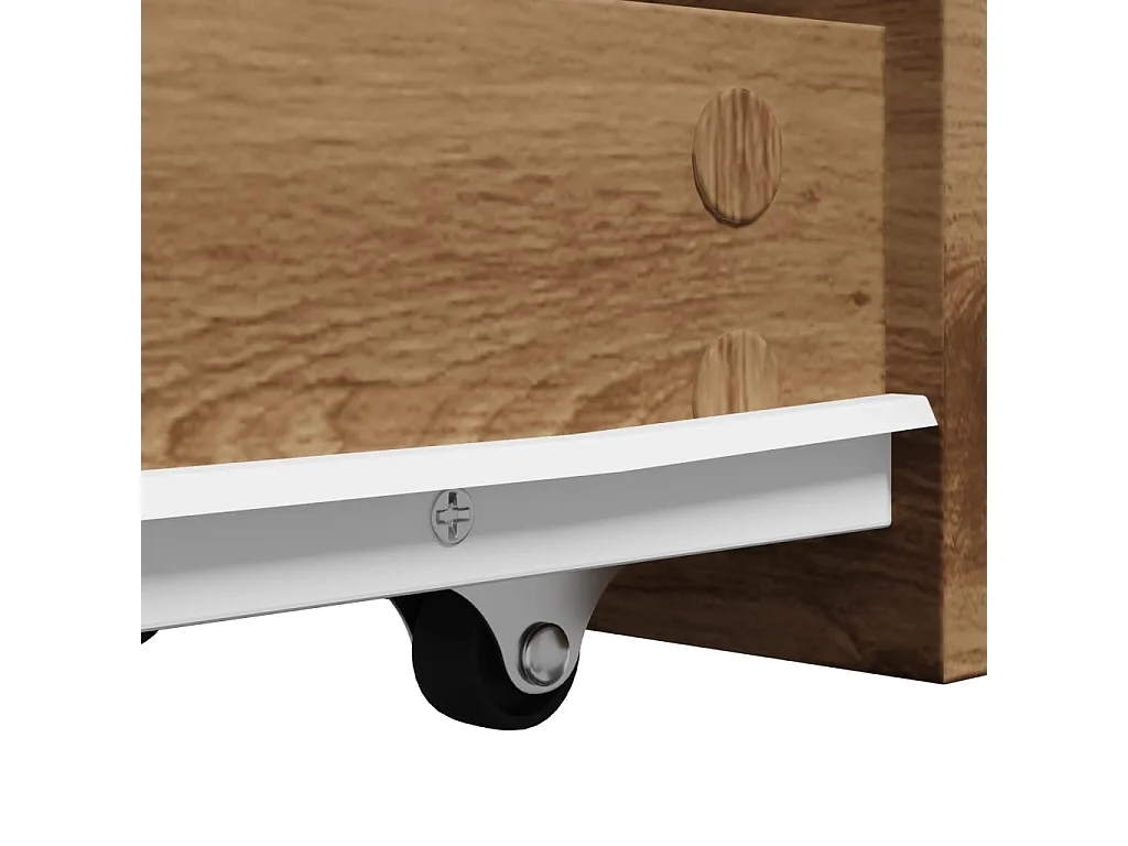 Mueble de baño estrecho con ruedas en roble artesanal