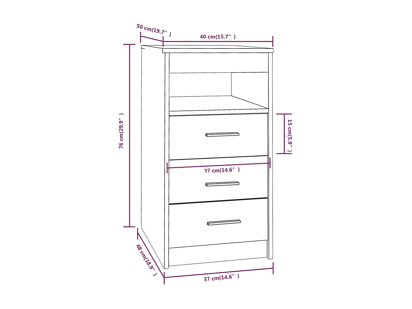 Armoire à tiroirs Chêne marron 40x50x76 cm Bois d'ingénierie