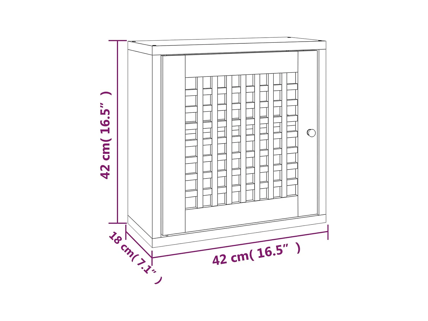 Armoire murale 42x18x42 cm Bois massif de noyer
