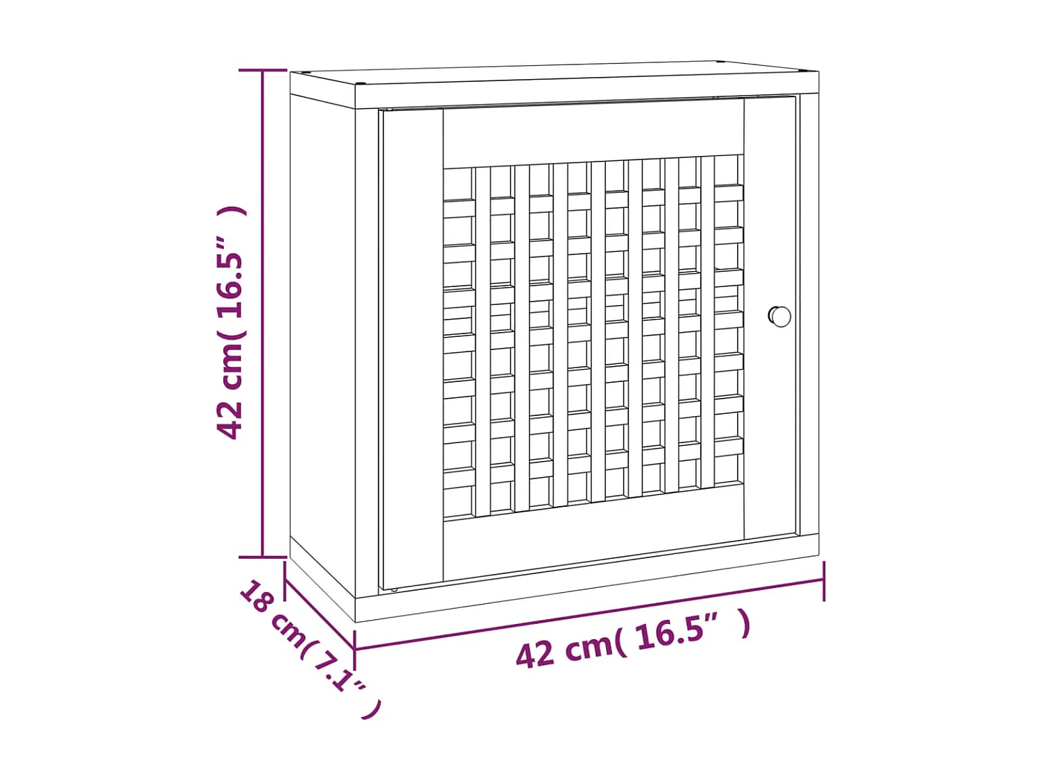 Armoire murale 42x18x42 cm Bois massif de noyer