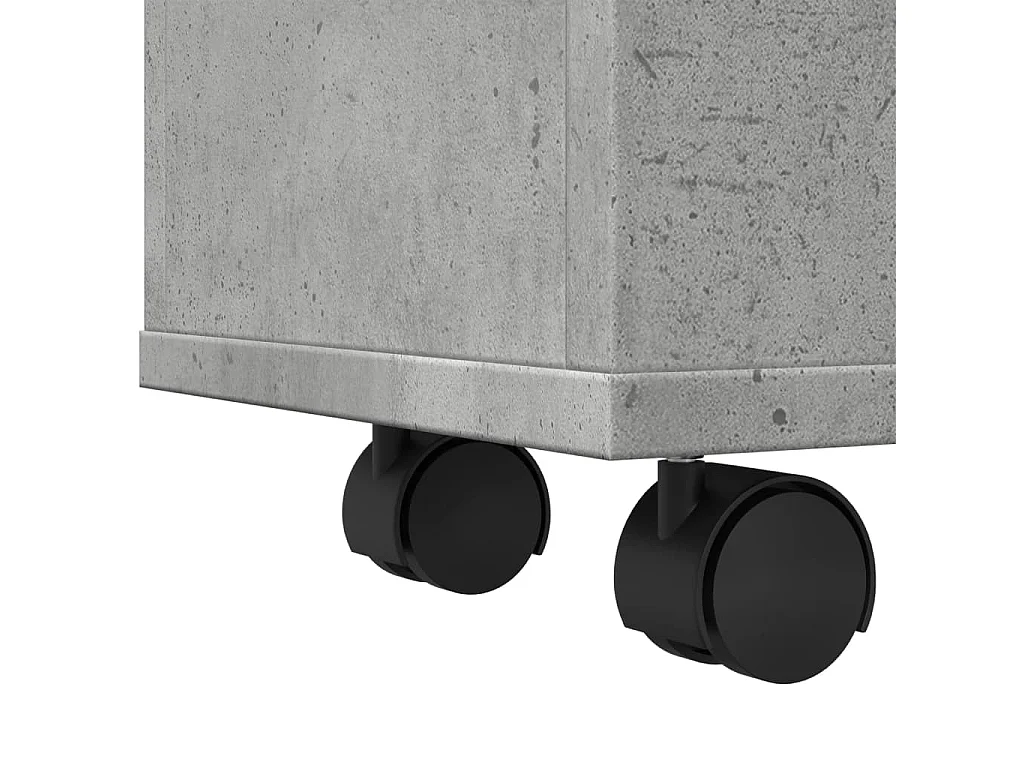 Schmale Badezimmermöbel auf Rollen in Betongrau