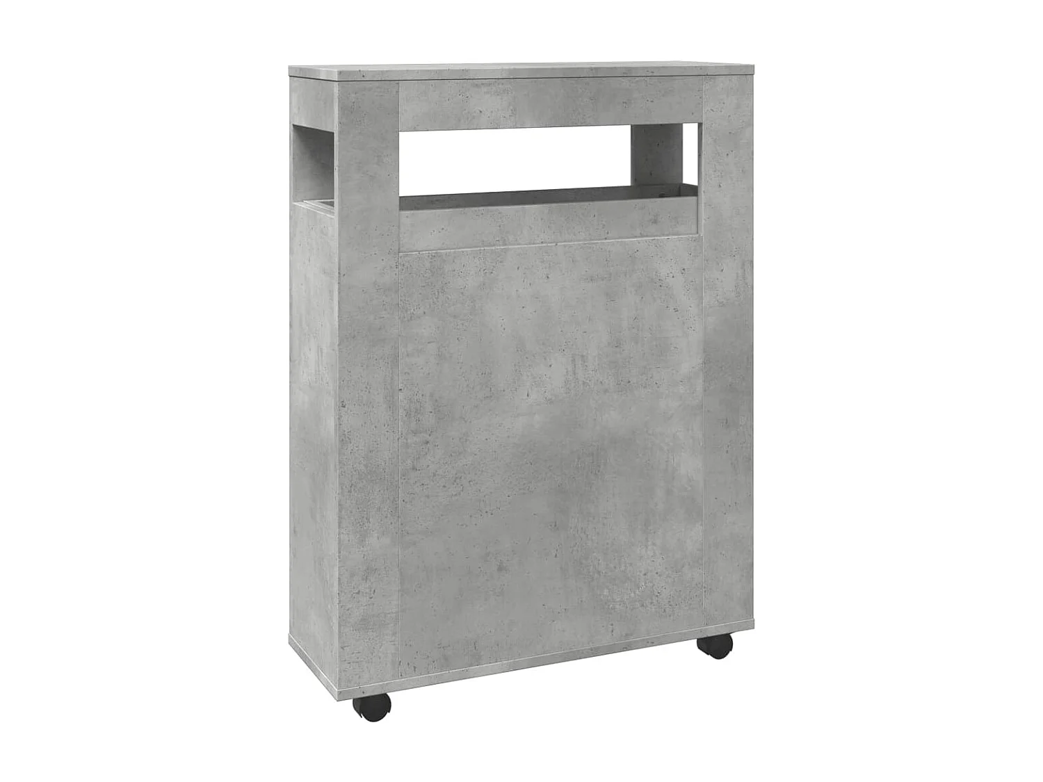 Meuble étroit de salle de bain à roulettes gris béton
