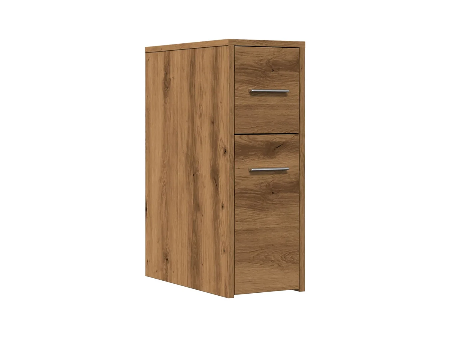 Schmaler Badezimmerschrank mit Rollen aus handgefertigter Eiche