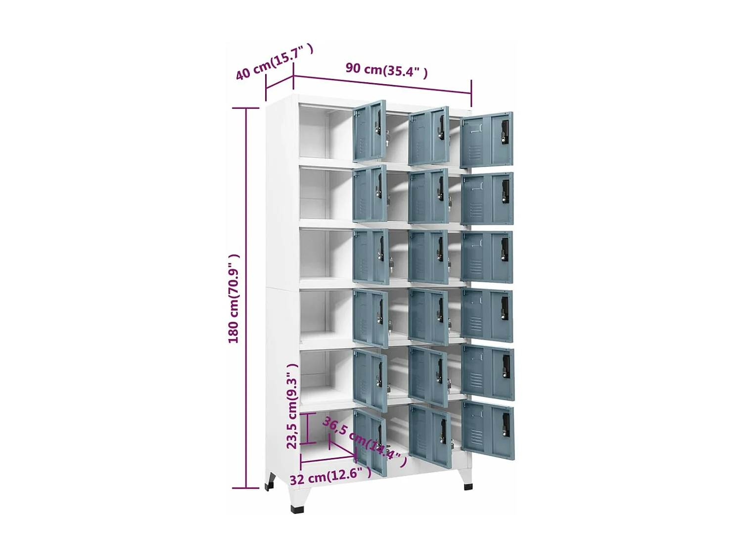 Armoire à casiers Gris clair et gris foncé 90x40x180 cm Acier