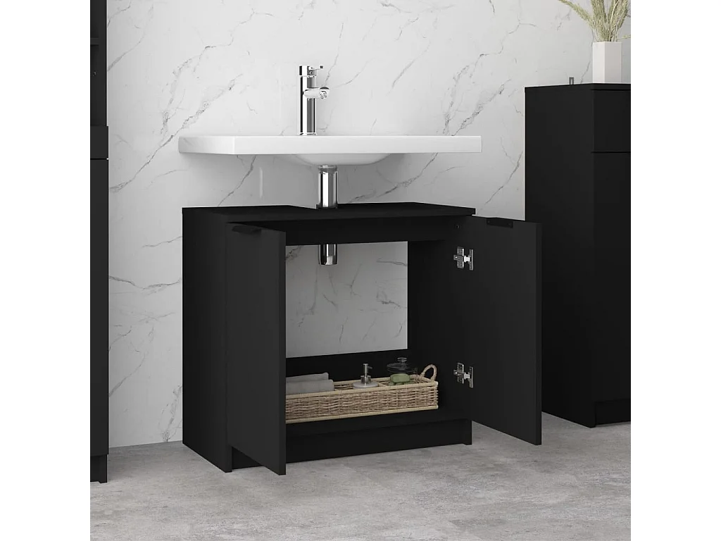 Armoire de salle de bain Noir 64,5x33,5x59 cm Bois d'ingénierie