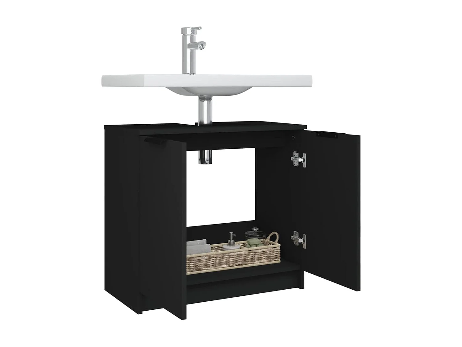 Armoire de salle de bain Noir 64,5x33,5x59 cm Bois d'ingénierie