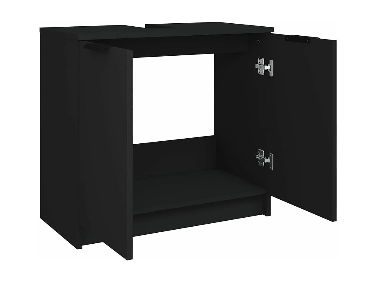 Armoire de salle de bain Noir 64,5x33,5x59 cm Bois d'ingénierie