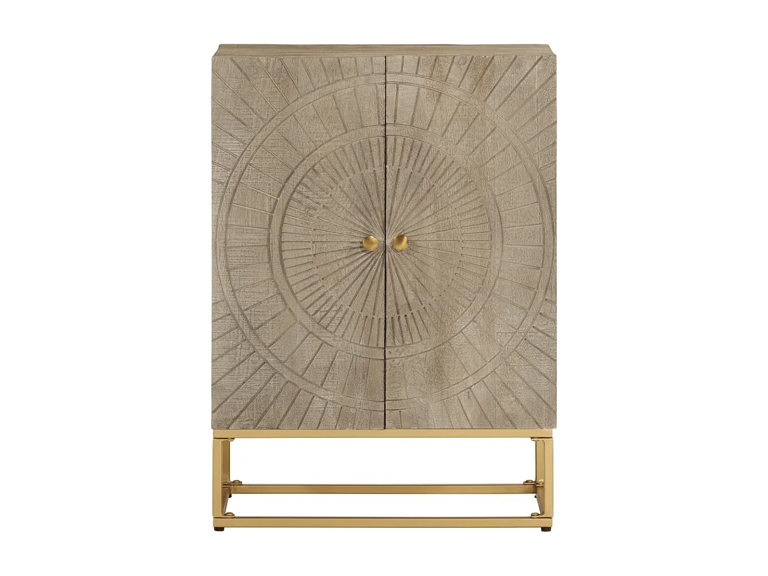 Credenza nera 55x30x76 cm in legno massello di mango e ferro