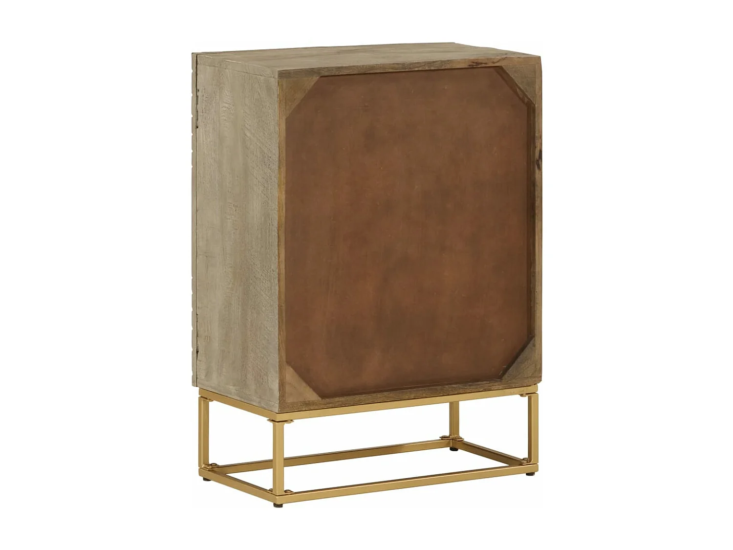 Credenza nera 55x30x76 cm in legno massello di mango e ferro