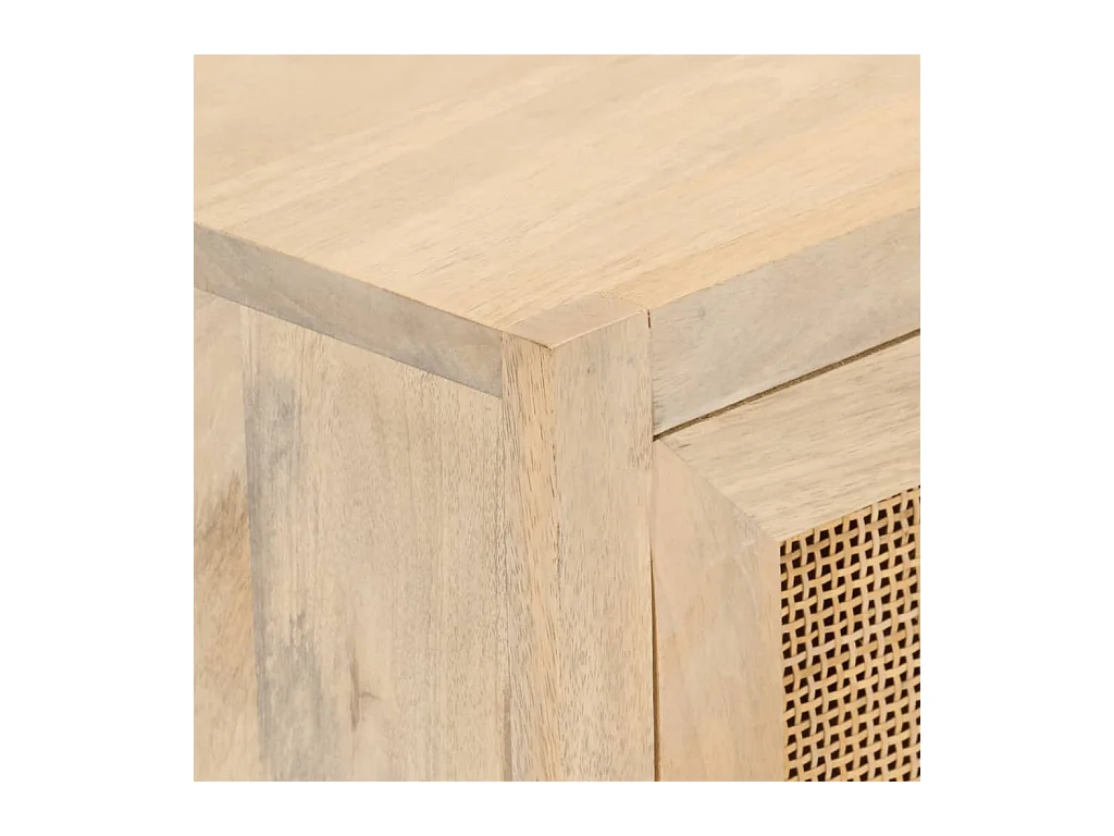 Credenza nera 55x30x76 cm in legno massello di mango e ferro