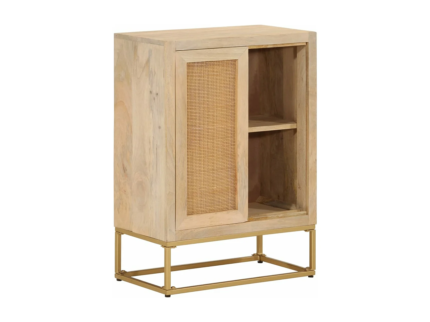 Credenza nera 55x30x76 cm in legno massello di mango e ferro